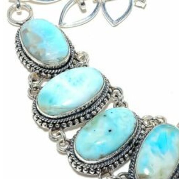 NEW - Larimar Stone Sterling Adjustable Necklace - Picture 4 of 6
